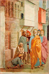 Святой Петр, исцеляющий больных своей тенью. Фрески капеллы Бранкаччи. Мазаччо